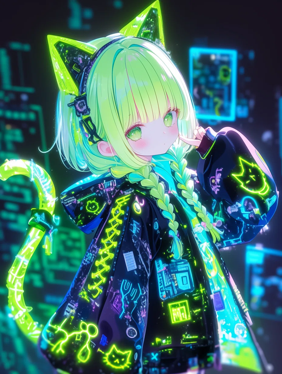 萌え萌えオーバードーズ】ホロネオンな彼女たち （#AIイラスト#画像