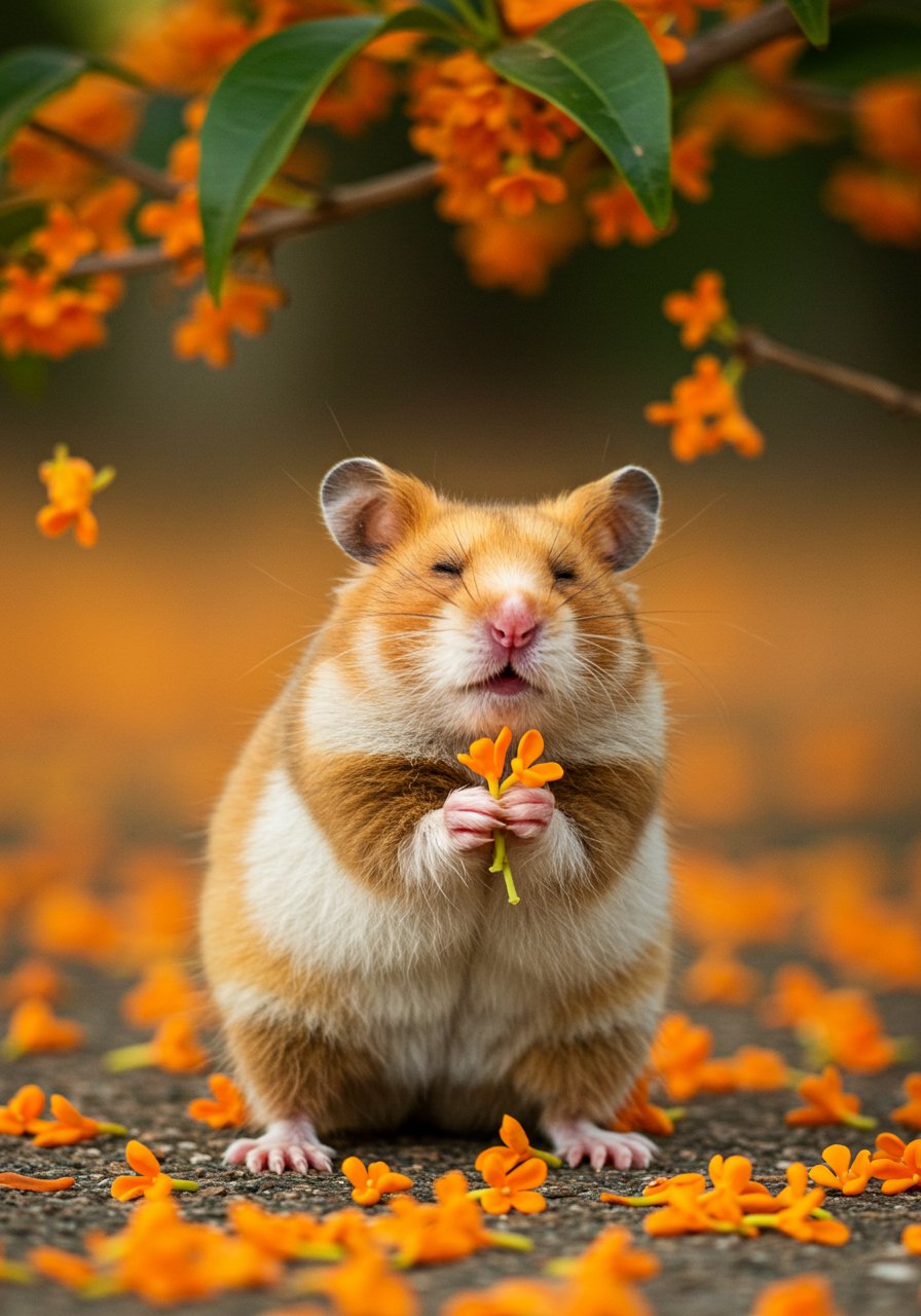 AI写真集】秋の日のハムスターが教えてくれる、ゆっくり生きる時間