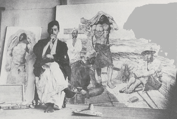 和田三造、【伊豆大島乳ヶ崎沖より伊豆天城山及び富士を望む】 和田三