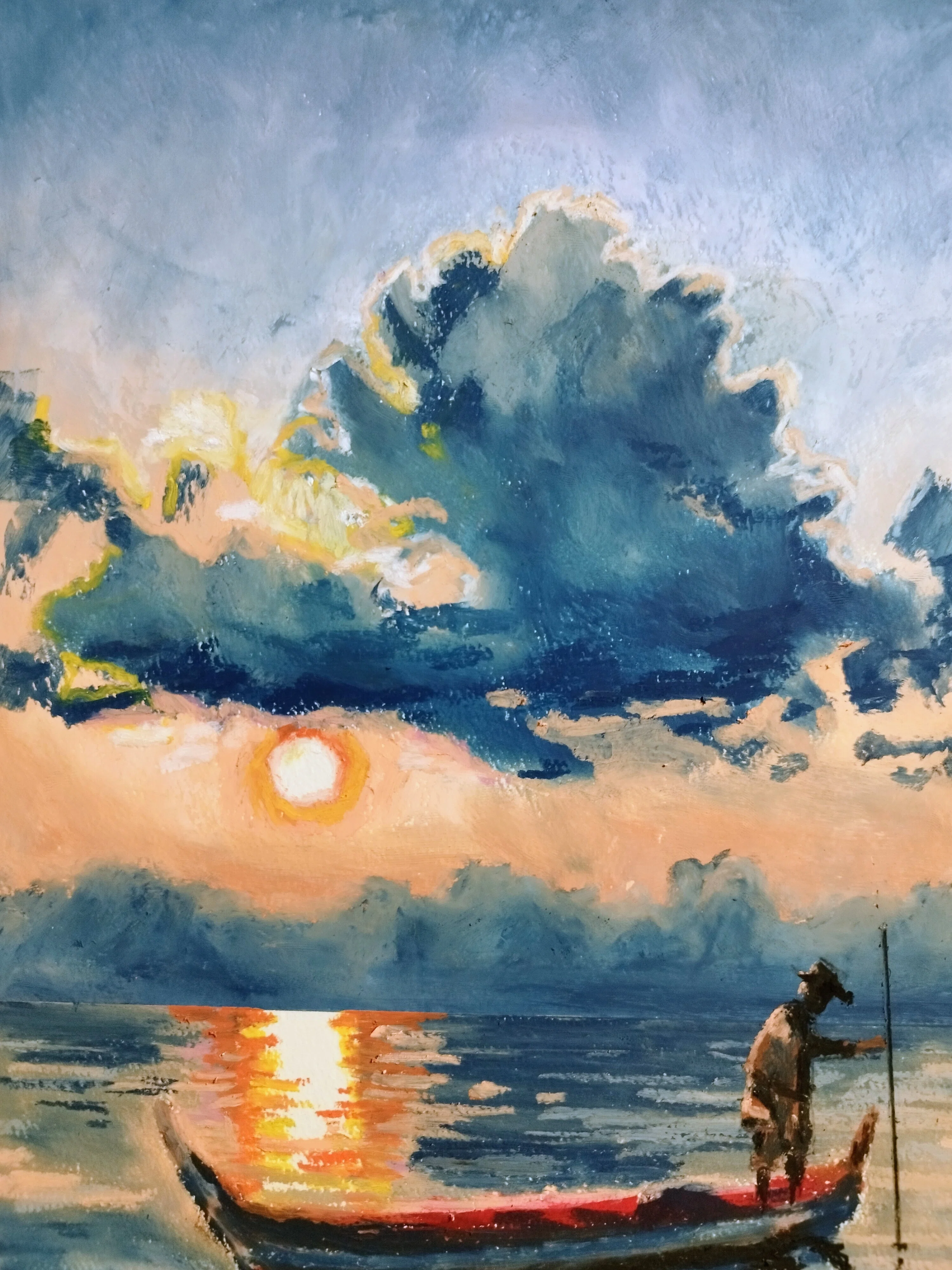 Adding a person to a landscape painting added more narrative than