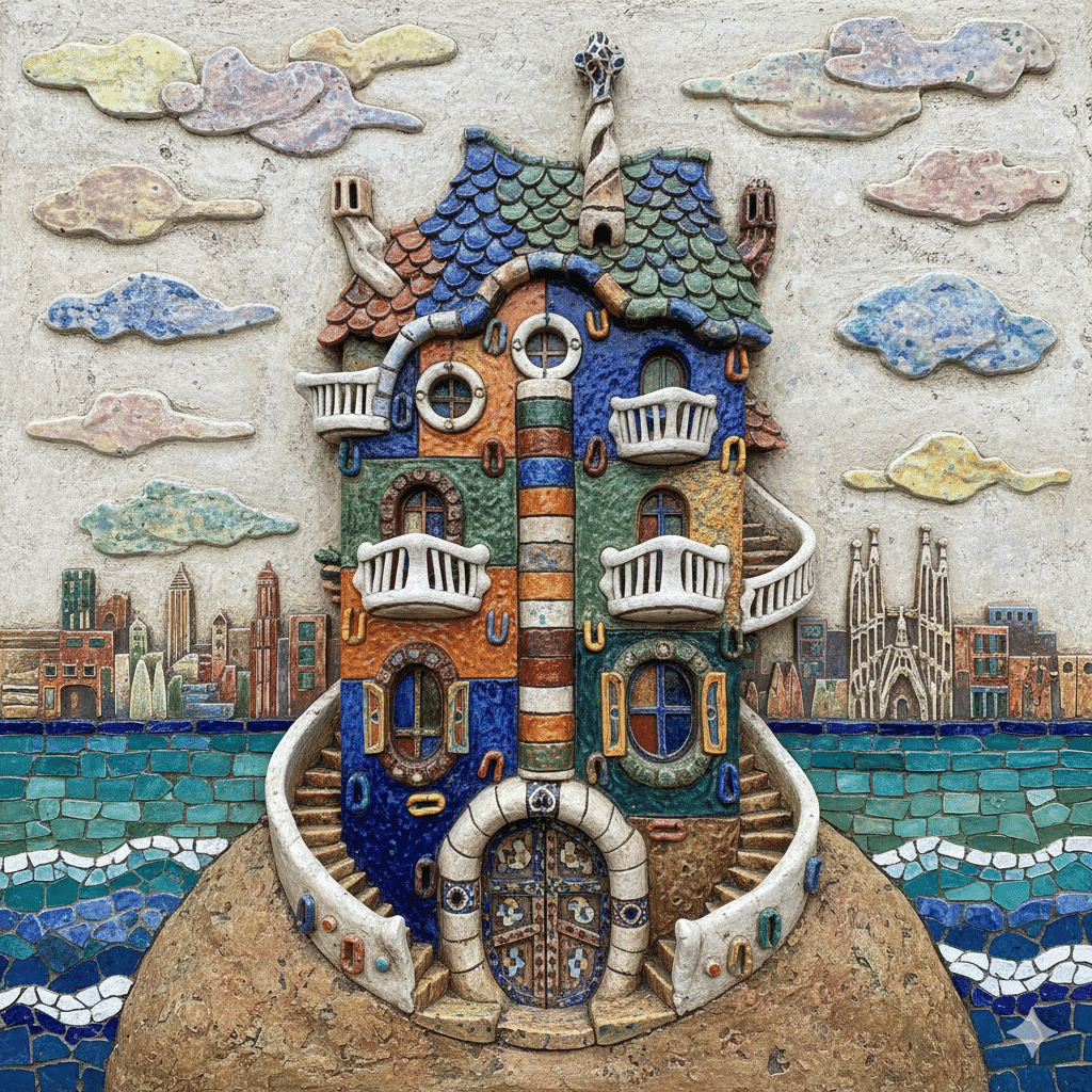 AI画像 de 半立体作品（カラフルな家）｜茜町春彦