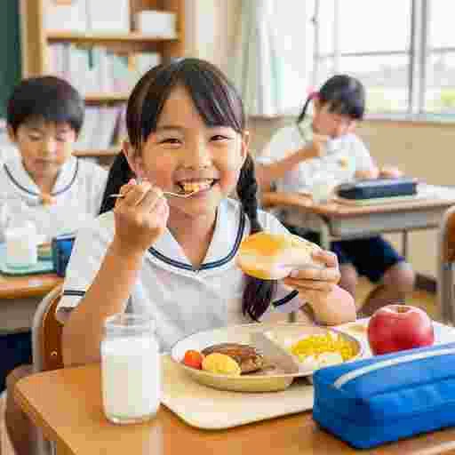 小学校 給食 写真素材/写真販売 AI画像 有料＜40枚：350円＞商用利用可（サンプル）02