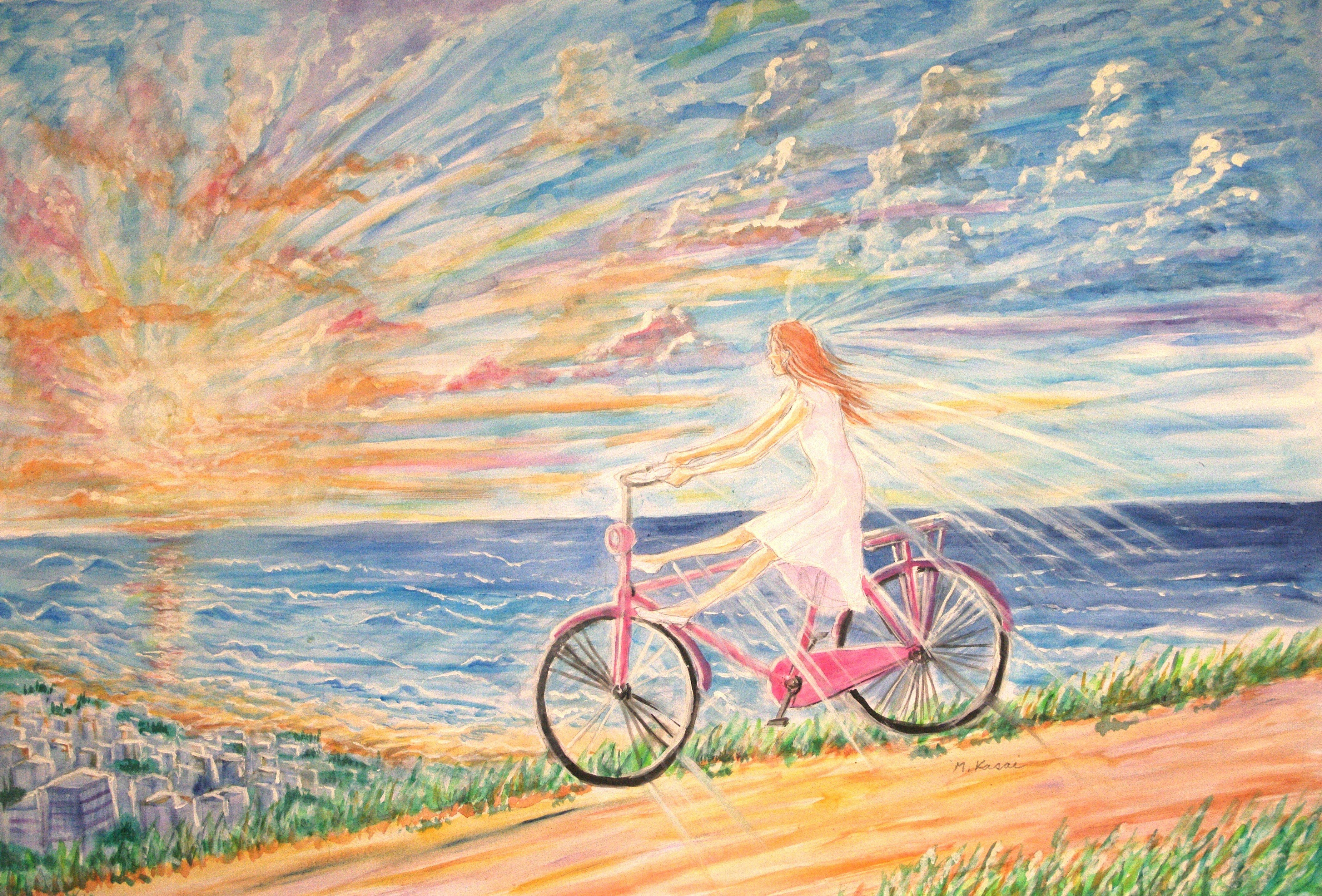 風を切って光を浴びて 夕焼け自転車2｜マシュー・カサイ