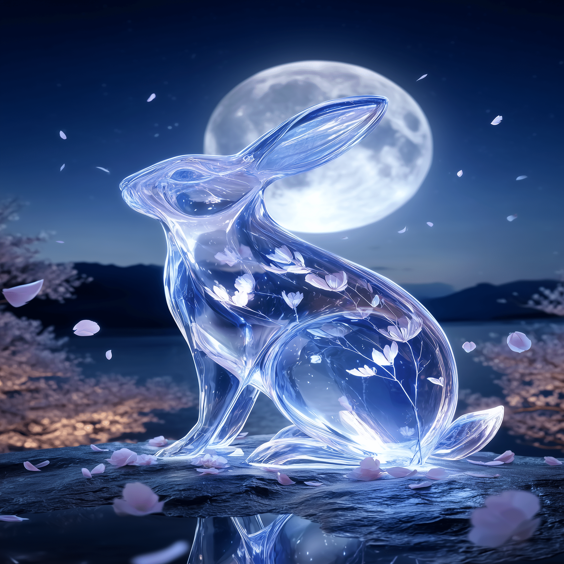 月とウサギの幻想風景｜AIartギャラリー #AIイラスト #Midjourney