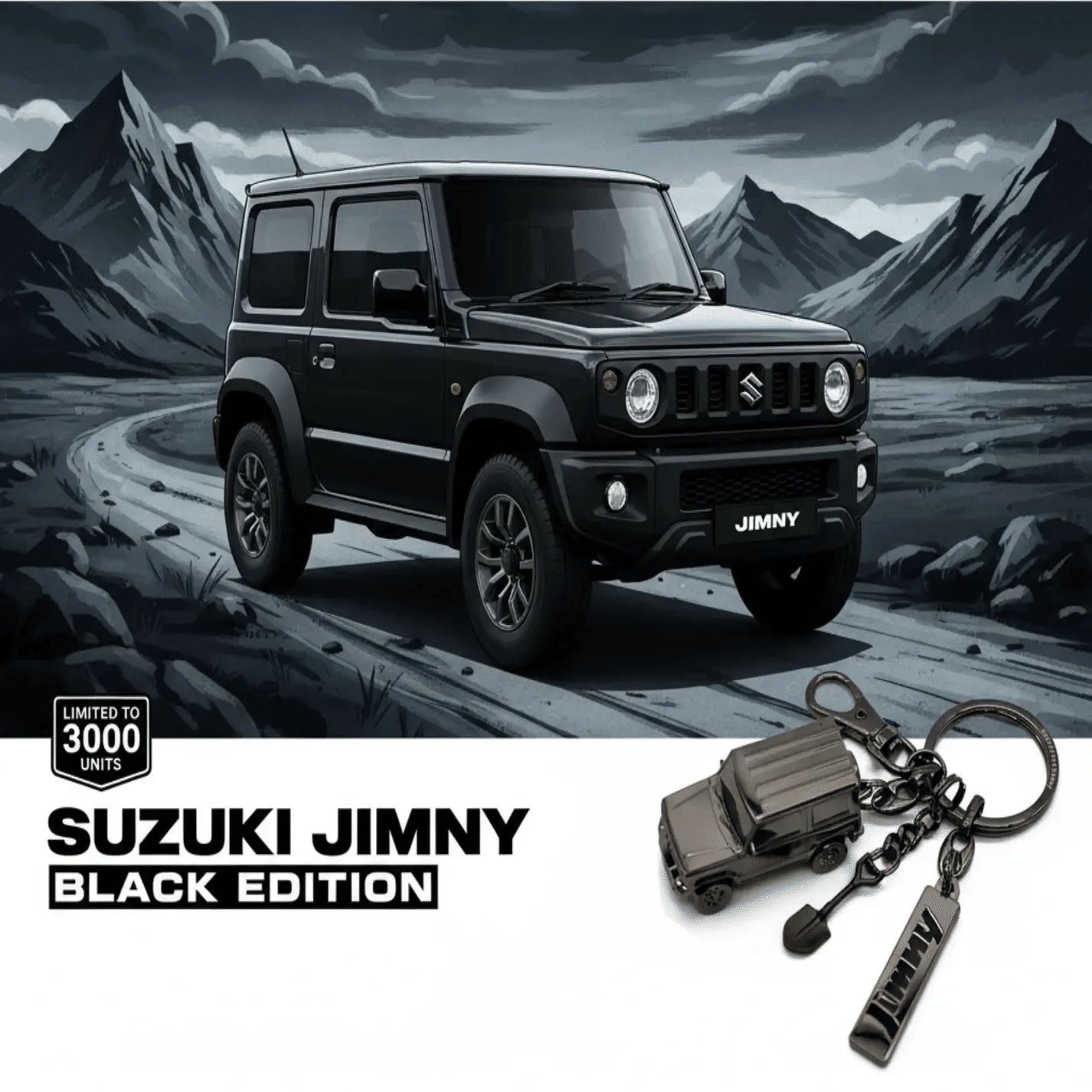 3000個限定】スズキ ジムニーが漆黒のキーチェーンに。BLACK EDITION