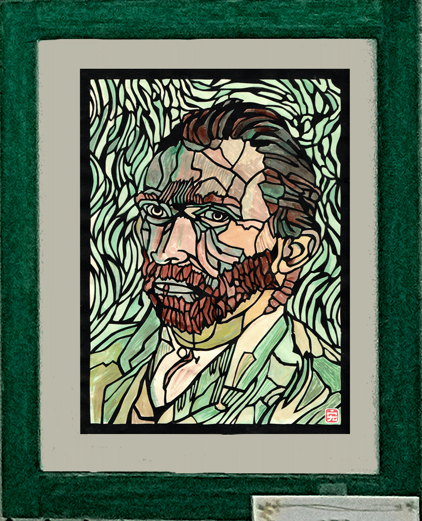 切り絵 ゴッホの自画像｜hiro@moriken