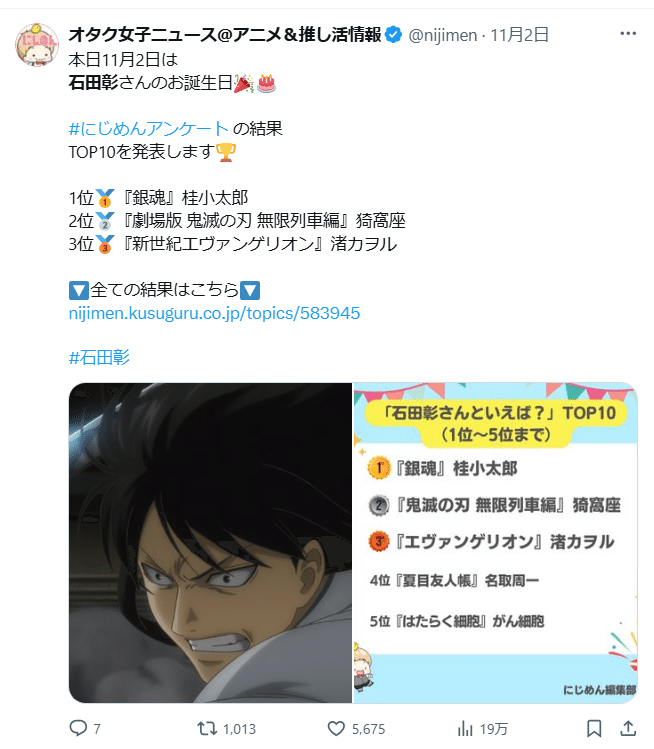 Xでバズる石田彰さん2025 ｜kizico