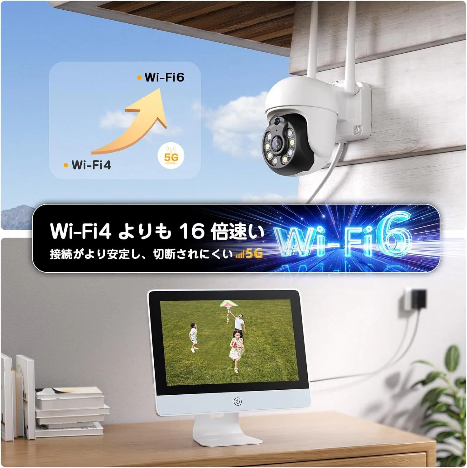 2個セット】YESKAMOO 防犯カメラ 屋外 無線 360°全方位監視 【公式通販】