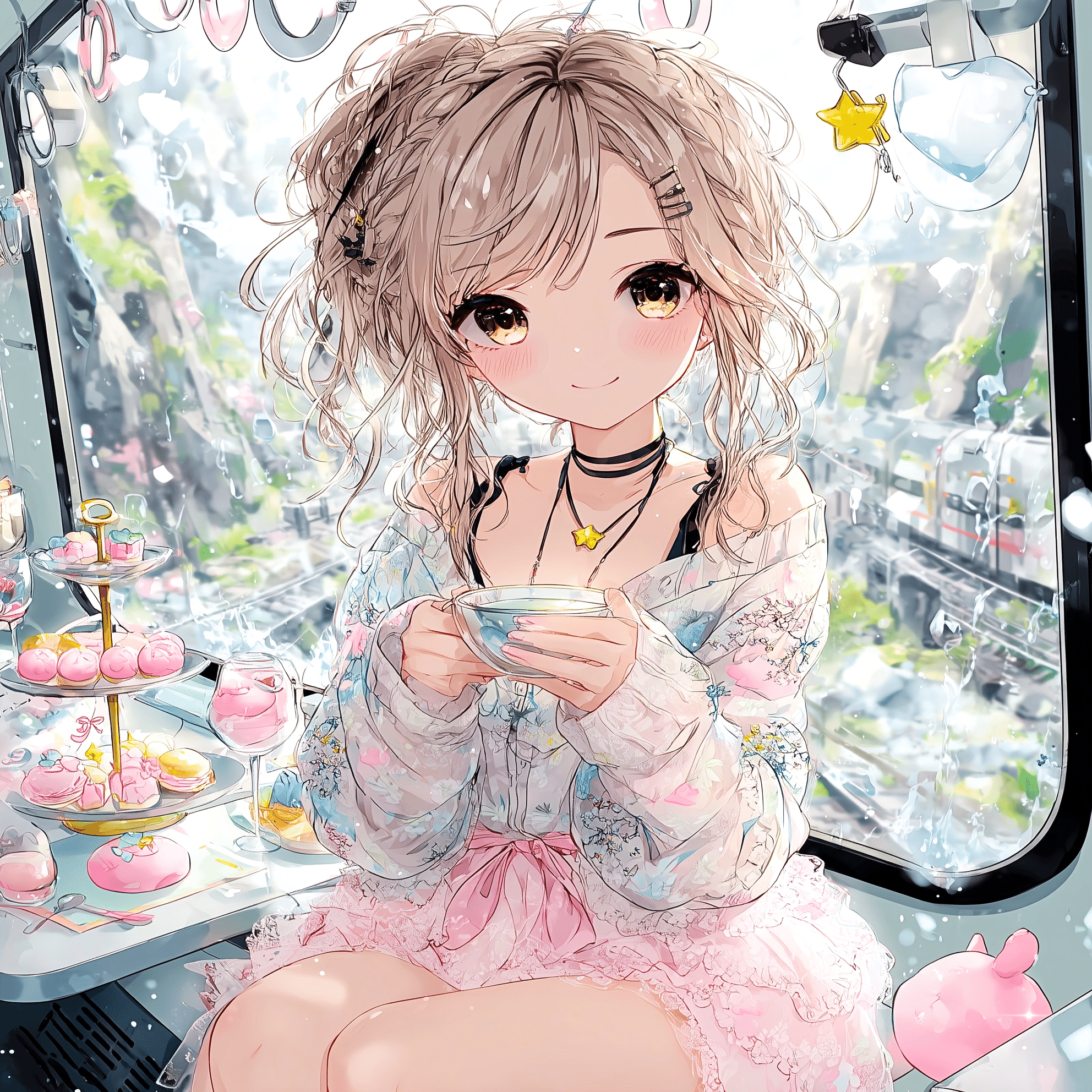 車窓の景色は、ほんのり甘い匂いがした【画像生成AI＋4コマ漫画】｜Alpaka