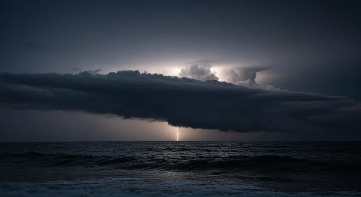 雷の脅威を警告する空(写実・風景)