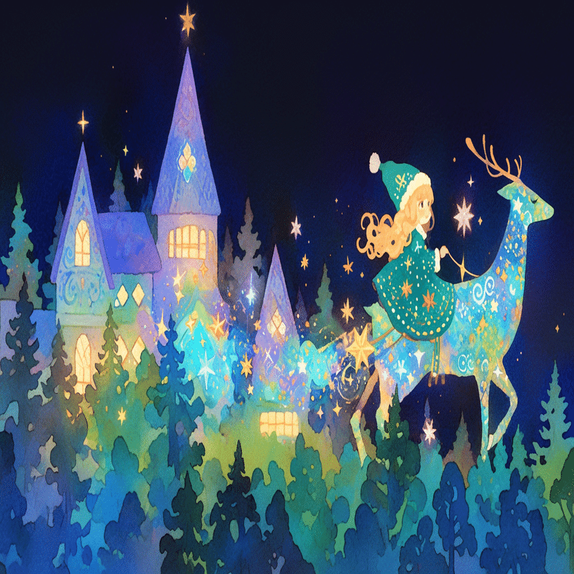 トナカイとサンタちゃん｜イラスト紹介｜ぷわぽのん