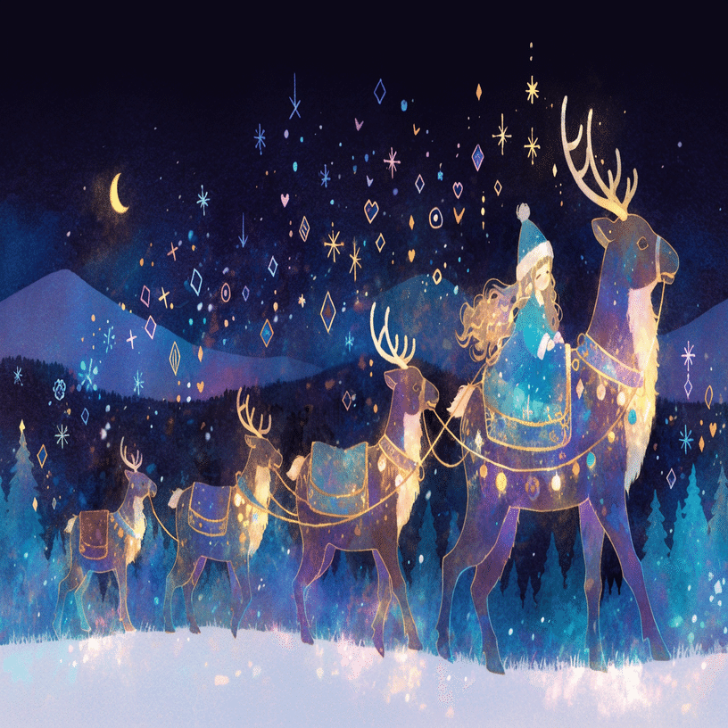 クリスマス☆ごろんとトナカイさん トナカイとサンタちゃん｜イラスト紹介｜ぷわぽのん