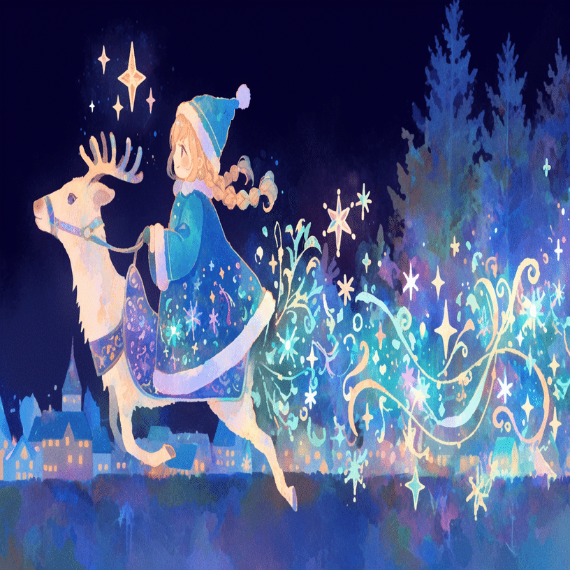 トナカイとサンタちゃん｜イラスト紹介｜ぷわぽのん