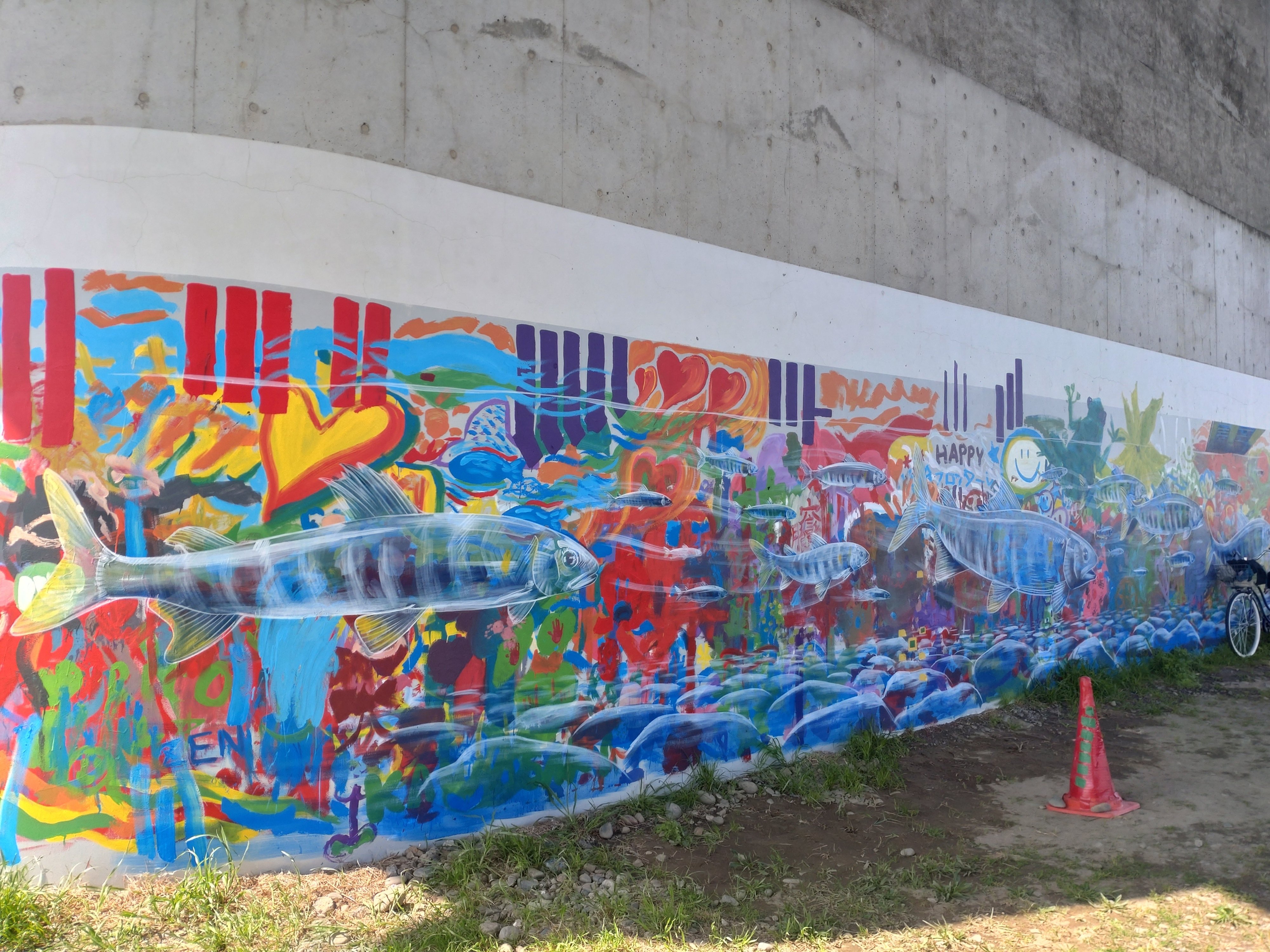 川崎市高津区】国道246号橋脚の壁画アートから浮き上がる100年前「二子