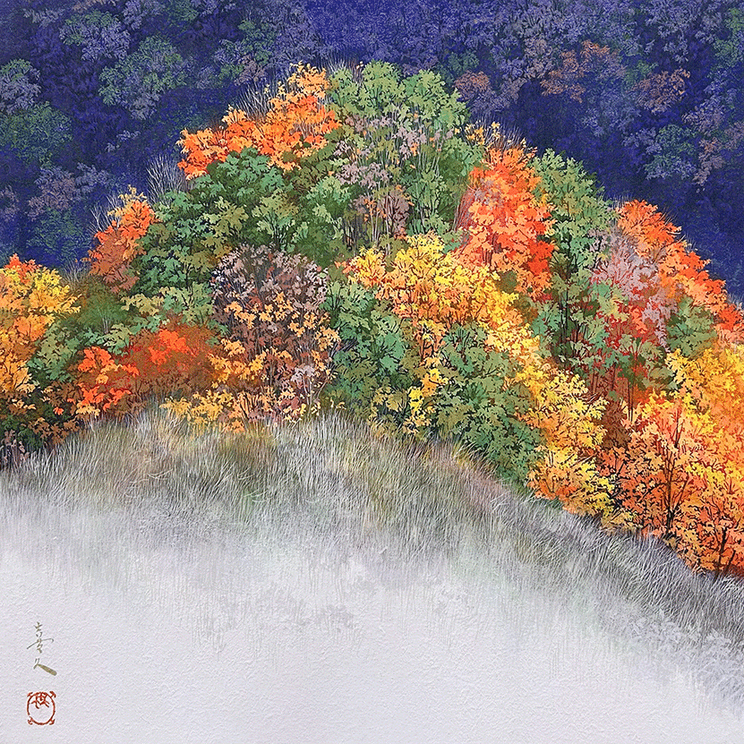 長谷川喜久「錦秋 8F」】——色彩が語る、秋の深まりと静けさ