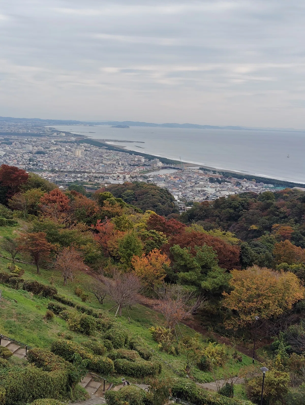 【写真 8ぶんの3】湘南平の高台から相模灘や三浦半島の方を撮った写真