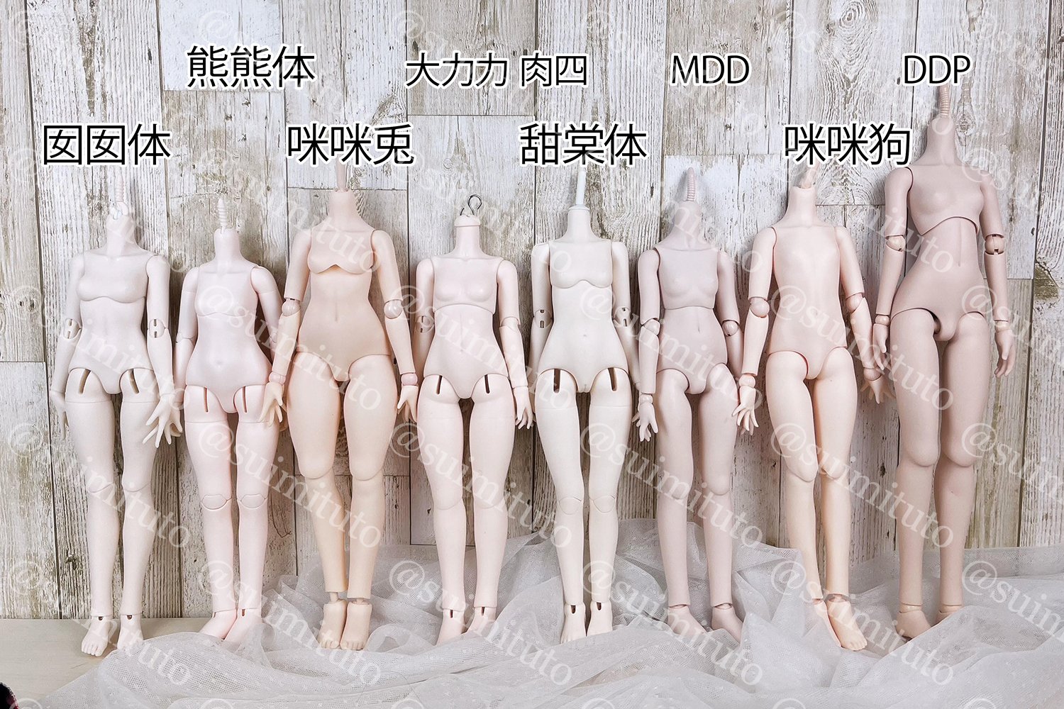 1/4ドールボディ8種類比較してみました｜すい