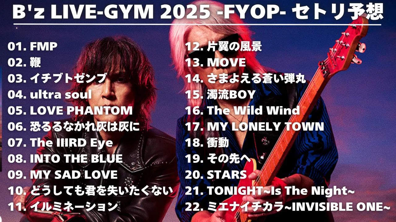 B'z考察】LIVE-GYM 2025 -FYOP-セトリ予想してみた｜僕たちのHOME【B'z