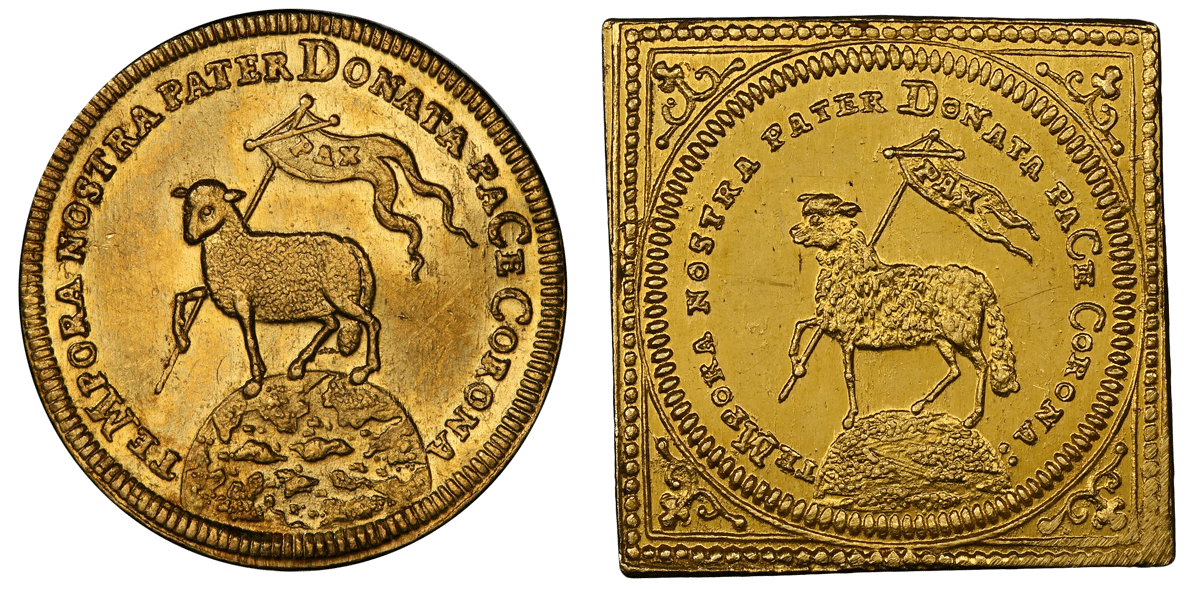 1700年 神聖ローマ帝国 ドイツ ニュルンベルク ラムダカット 1/8ダカット ニュルンベルク ラム 2ダカット金貨 – ANTIQUE COIN MARKET