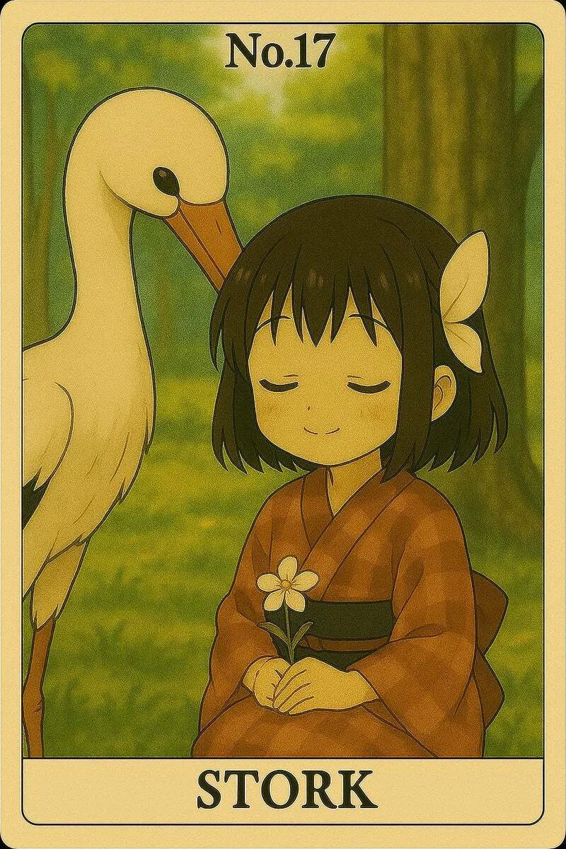 わらこルノルマンカード No.17 《コウノトリ（Stork）》｜わらこ暦