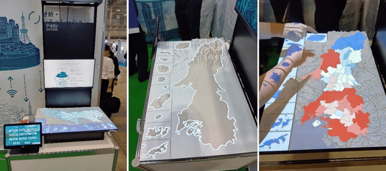 図5 3D地形模型とプロジェクションマッピング