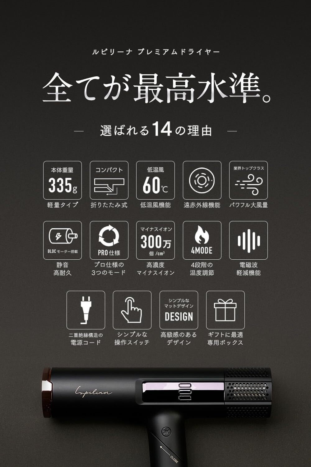 本音レビュー】ルピリーナ ドライヤー ヘアドライヤー 大風量 速乾