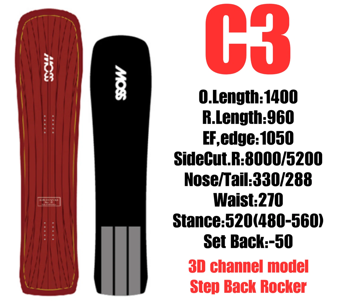 ショートワイド・3Dチャンネル・Fish Bone】MOSSsnowstick「C3