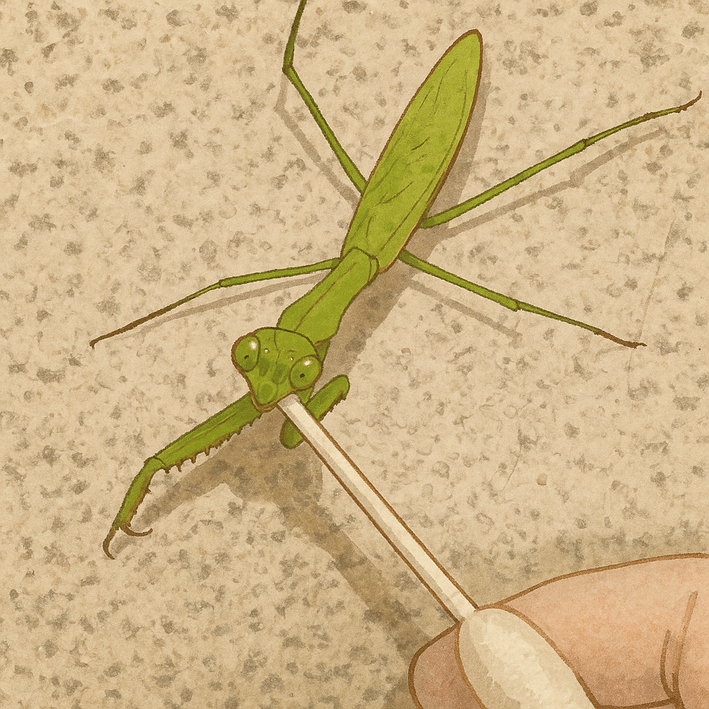 長男と9月から育ててきたカマキリが、まだ生きている （おはよう！その