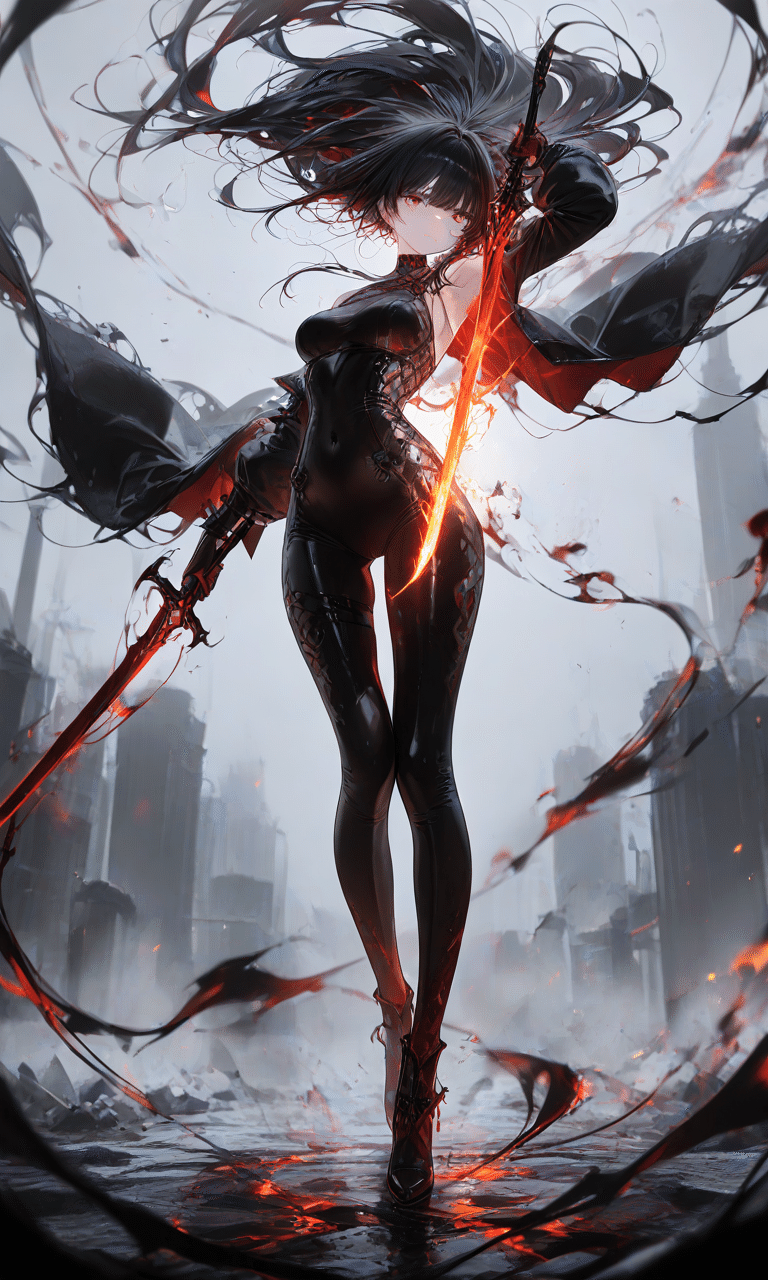 闇落ちした焔の女剣士（イラスト集）｜えんがわP