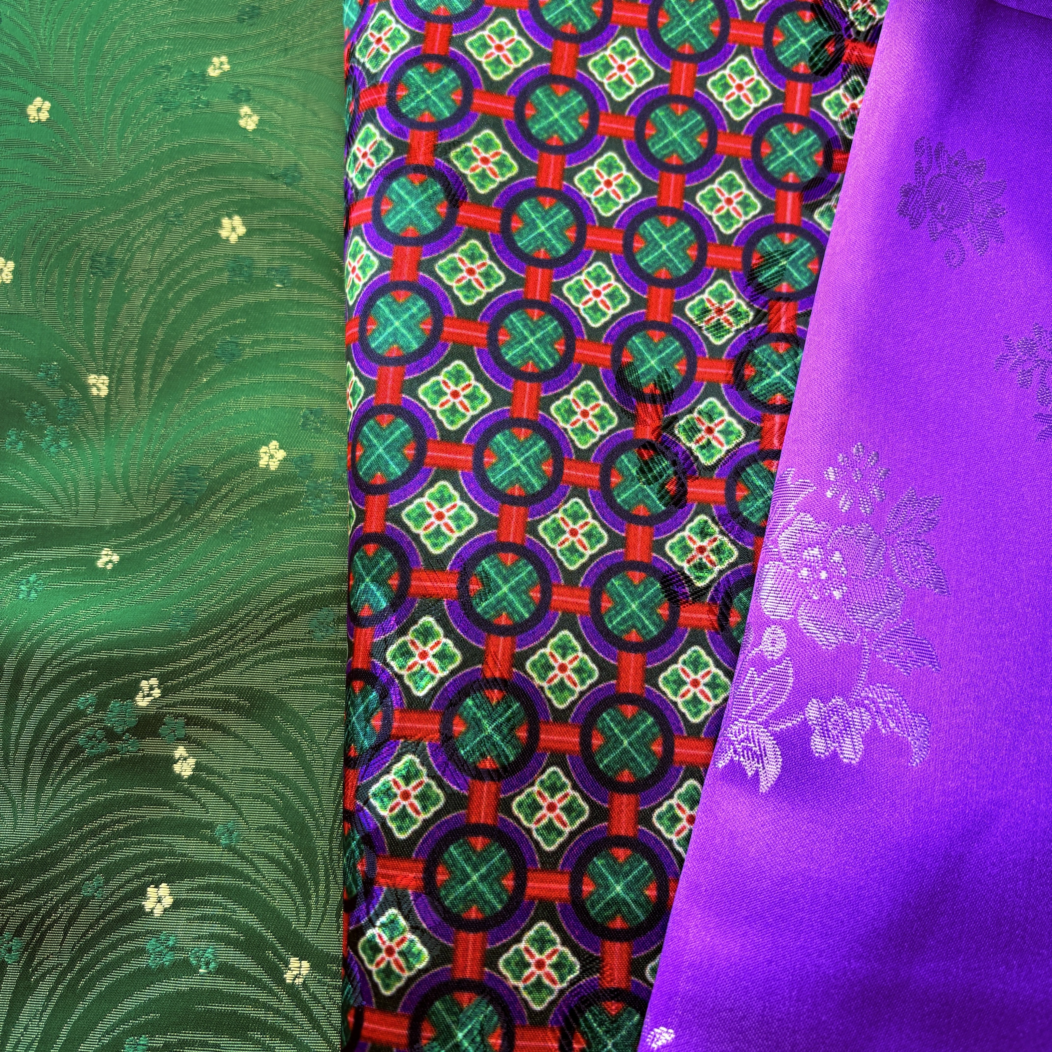 ポジャギ制作日記】艶々ヤンダンと韓国柄のなんちゃってシルクの