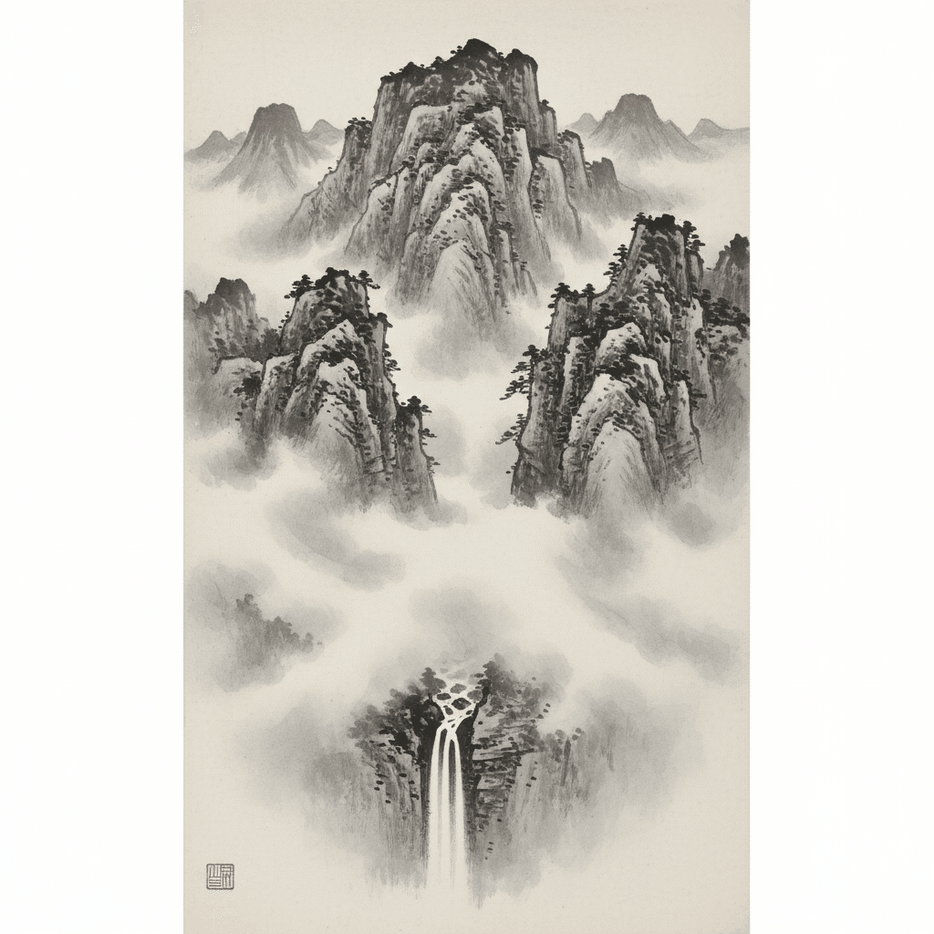 画伯ニッチェ・ルビン　絵画　「深山幽谷」 日本画｜LaLaLa