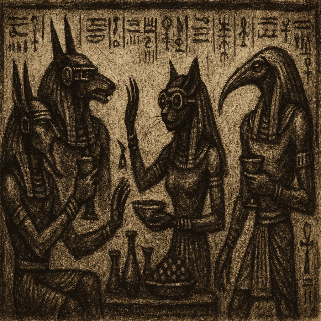 AI画像生成】“木炭画”と“古代エジプト壁画”を混ぜる、禁断の画風