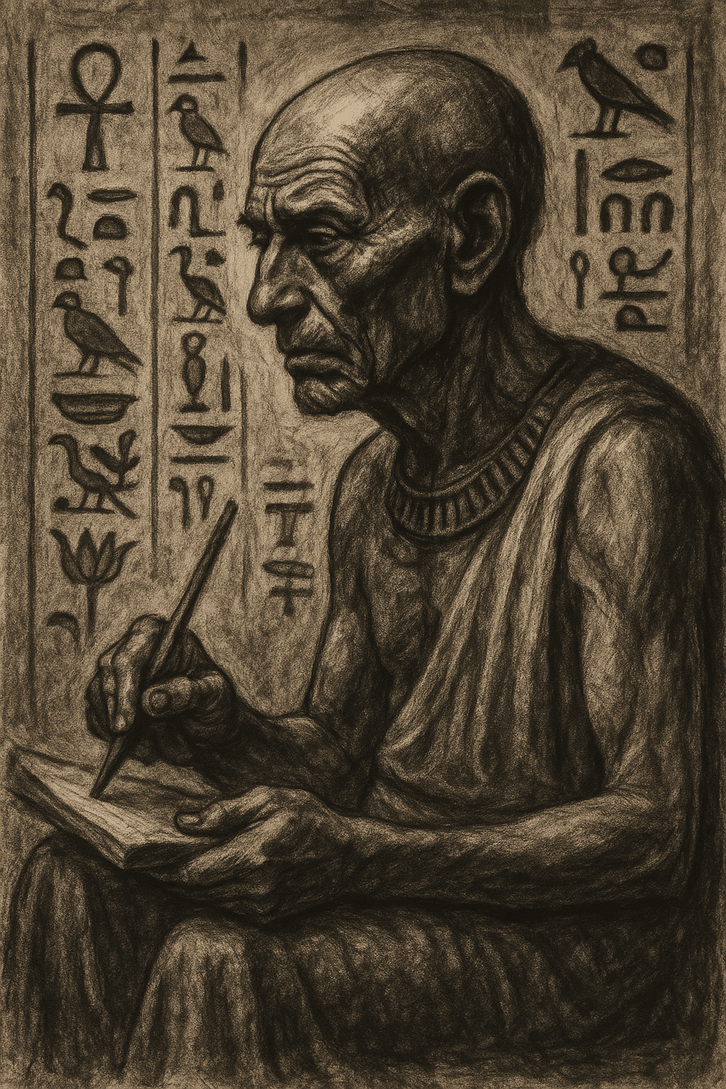 AI画像生成】“木炭画”と“古代エジプト壁画”を混ぜる、禁断の画風