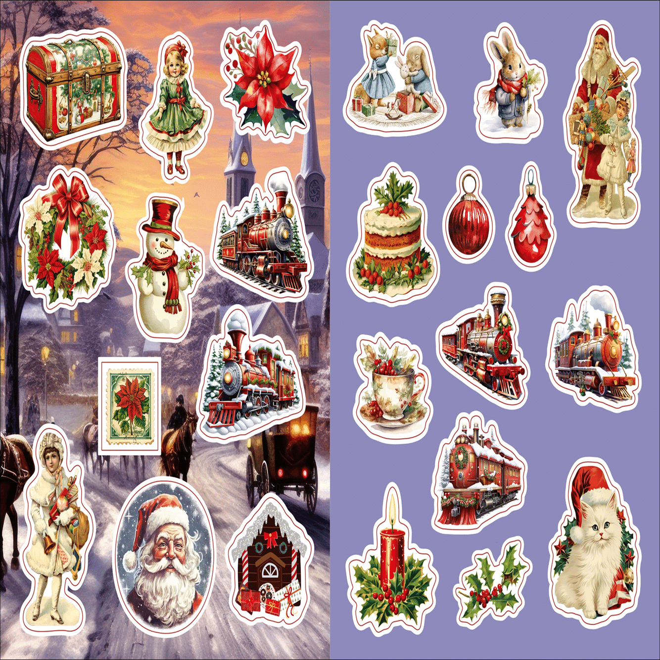 クリスマス素材④　シールや紙など クリスマス」を彩ったクラシカルなイラストシールが500枚以上