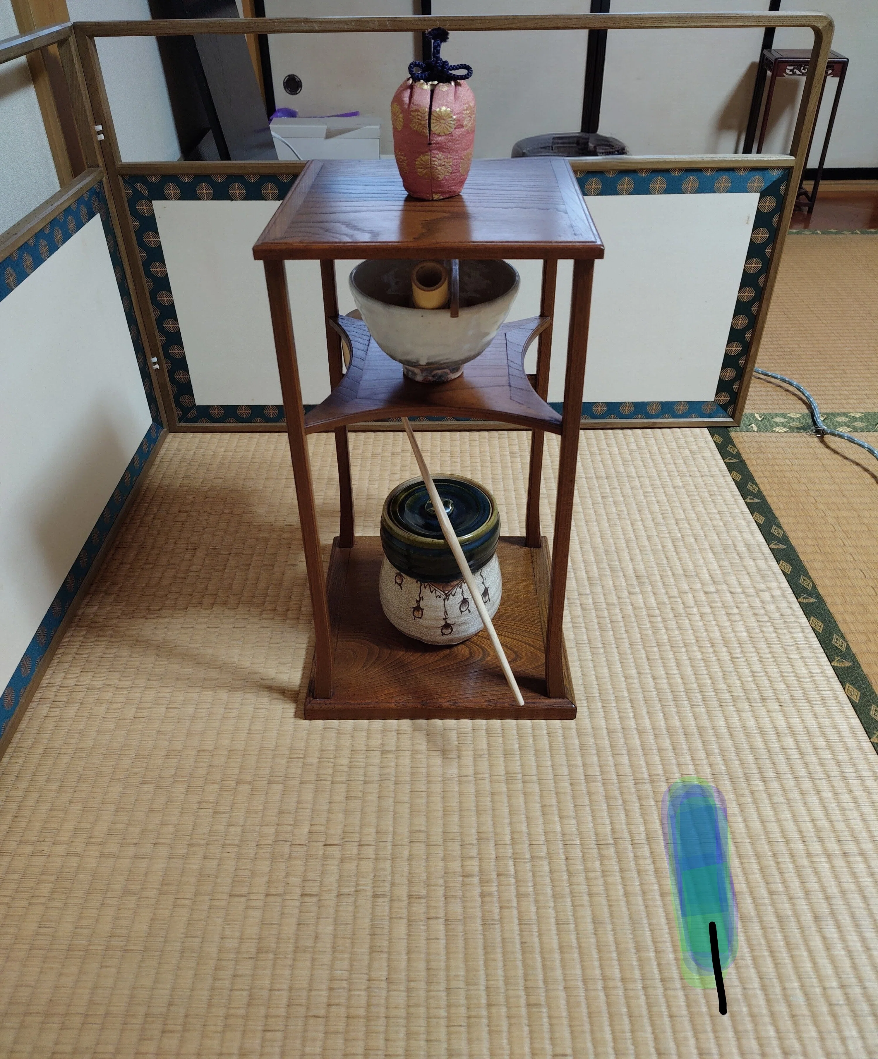 茶道(玉川遠州流)〜糸巻棚(いとまきだな)のお濃茶炉点前〜伝書に記載が
