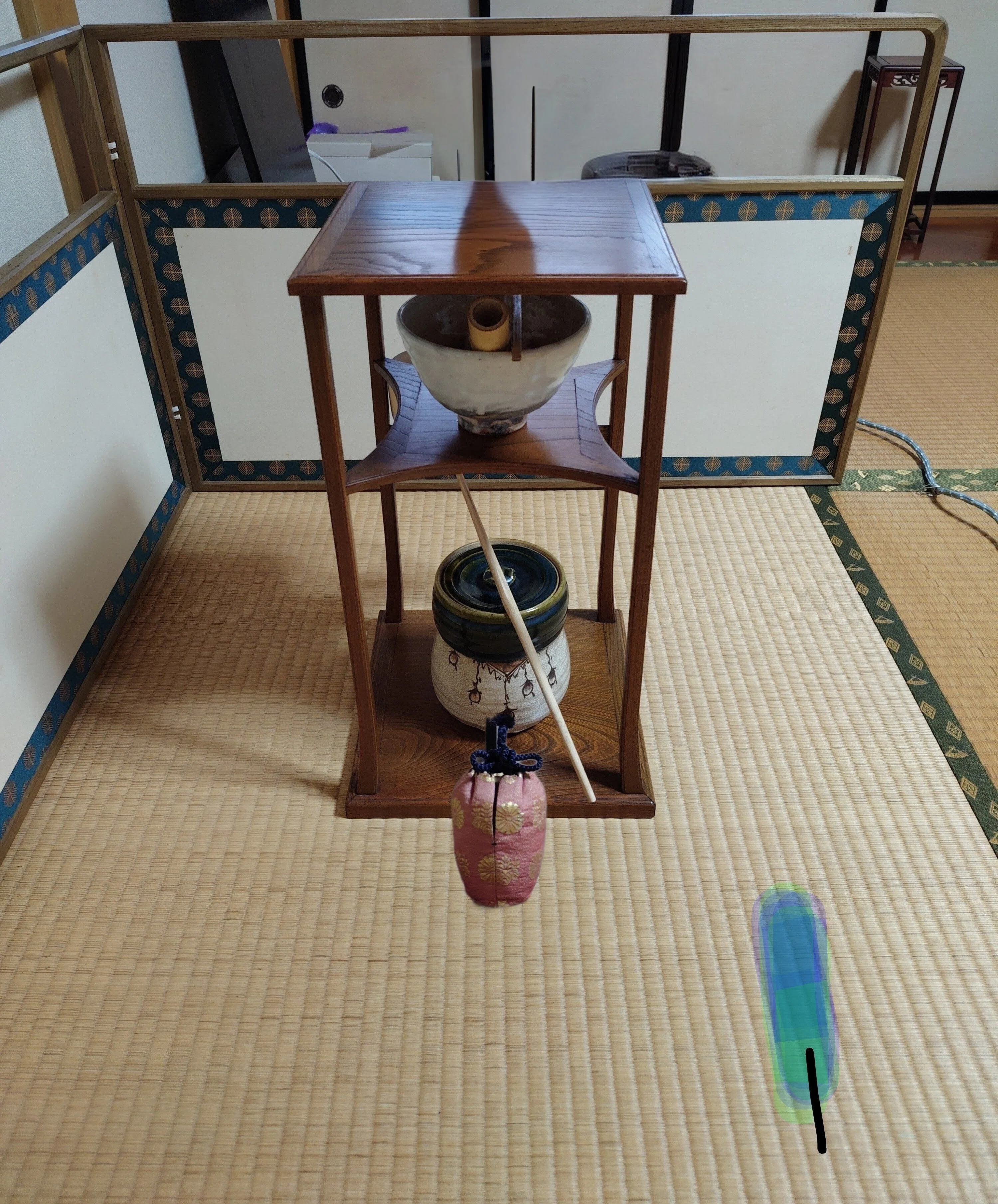 茶道(玉川遠州流)〜糸巻棚(いとまきだな)のお濃茶炉点前〜伝書に記載が