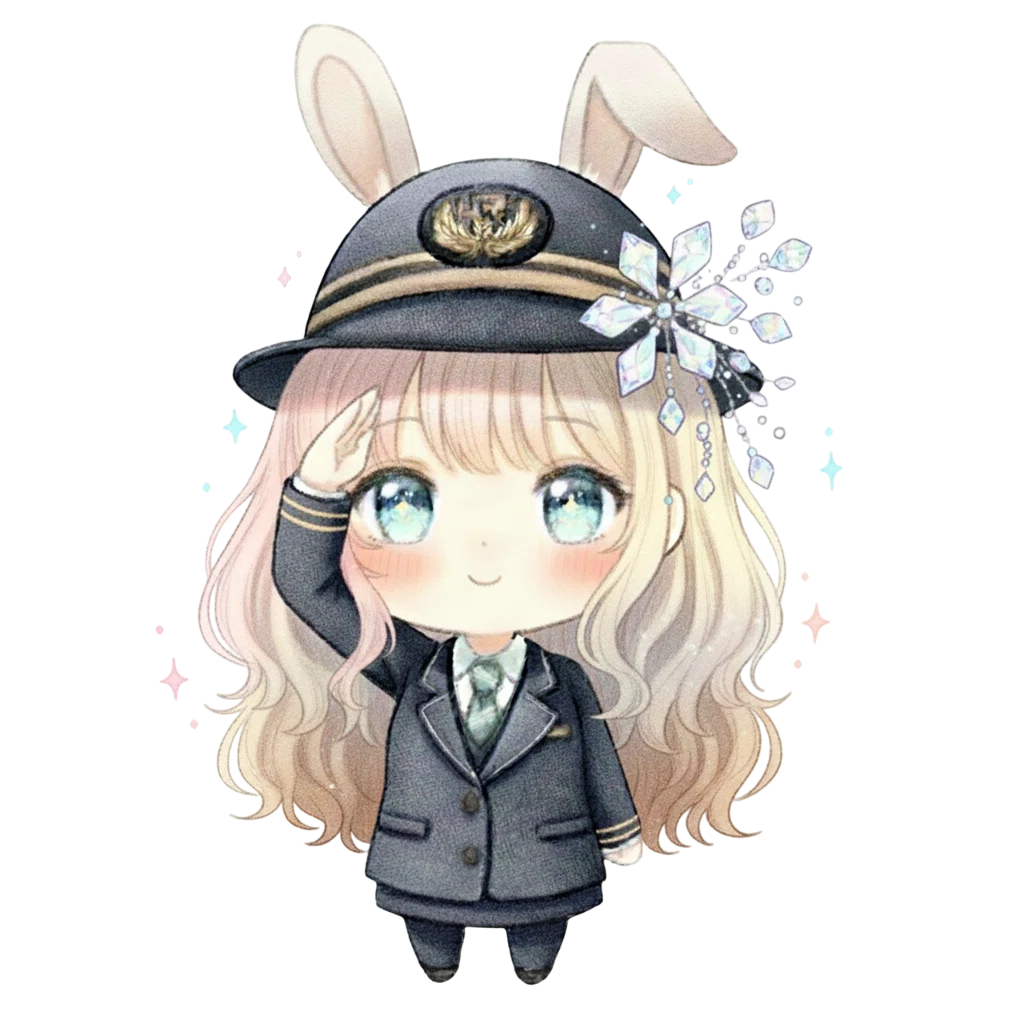👮♀️Suicaの新キャラに立候補しますっ✋ Koroちゃん(Lovin Ver.)が、グラデーションカラーの制服で敬礼!愛され、癒される「未来のアイコン」を目指してデザインしました🎨🐰
