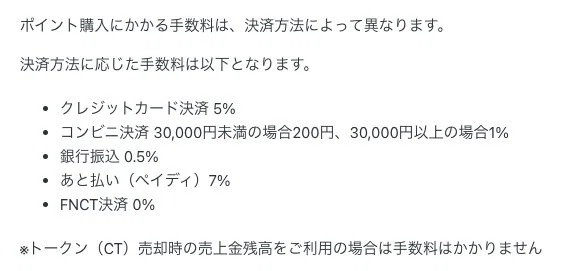 それぞれの手数料