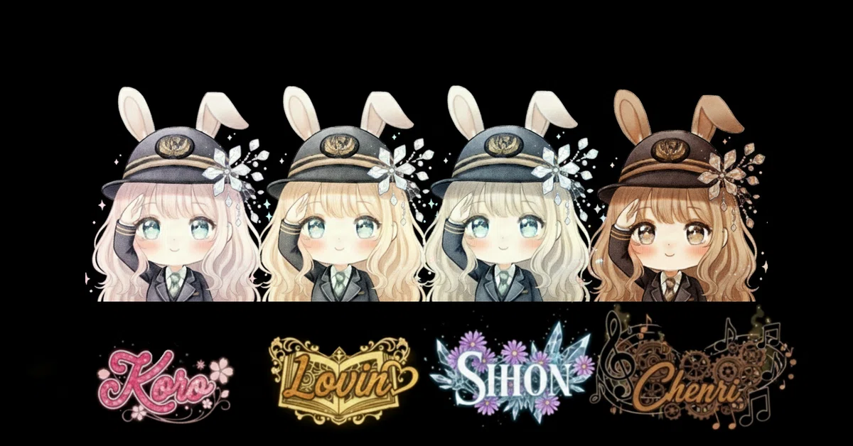 Koroちゃん🐇色違いver
(Koro🐇🩷うちの子🌸 Lovin🐇💛SuicaLovin💓 Shion🐇🤍光片-ヒカリノカケラ-💎Chenri🐇🤎誰!?🆕🎵)名前の由来は、後述するマル秘㊙ メンバーシップで公表しようかな…(';') ...