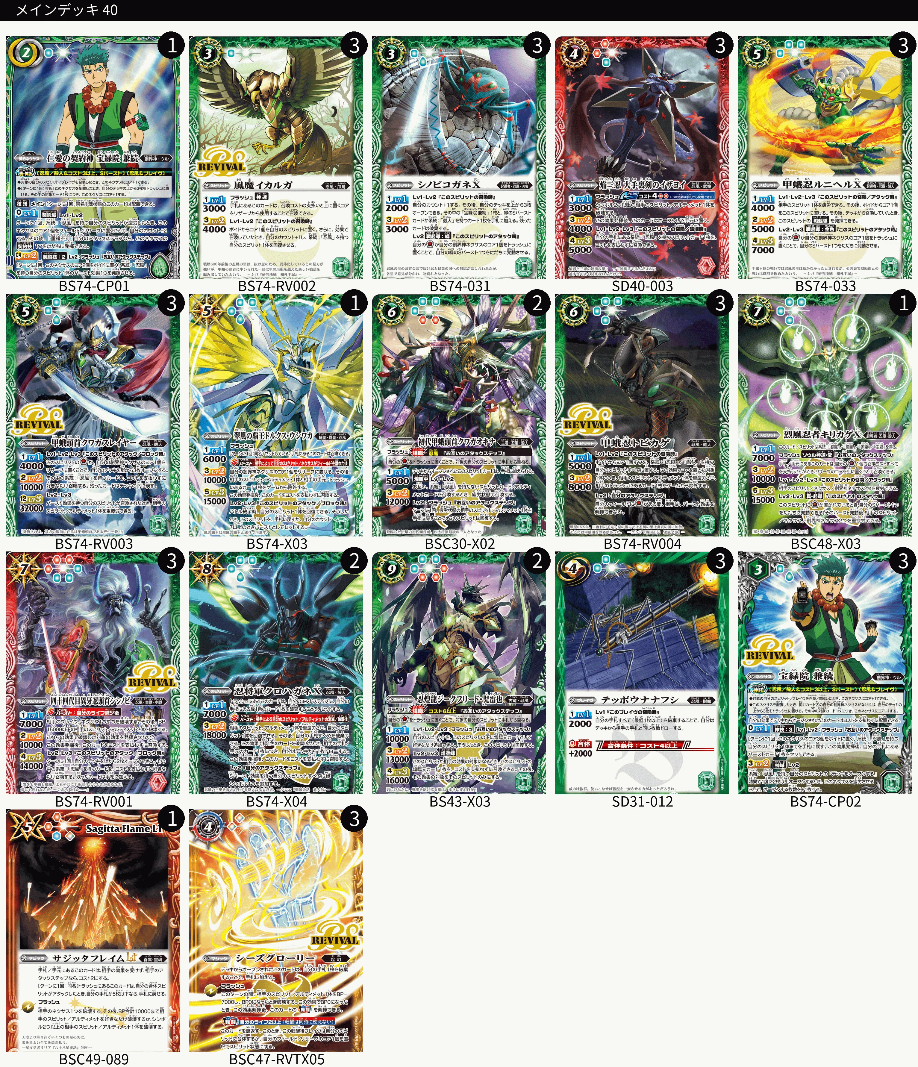バトルスピリッツ BS74 仁愛の契約神宝緑院兼続 忍風 デッキ パーツ