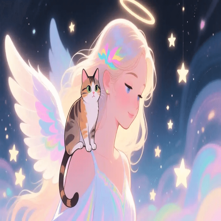 あなたに幸せ呼ぶ光の天使猫 猫と天使｜ふく