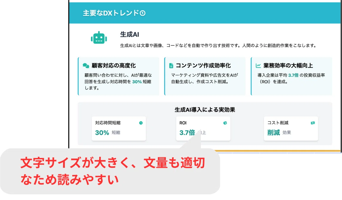 プロンプトの工夫によりフォントサイズを大きく、文字装飾も可能になる