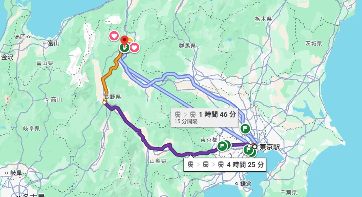 長野 から 東京