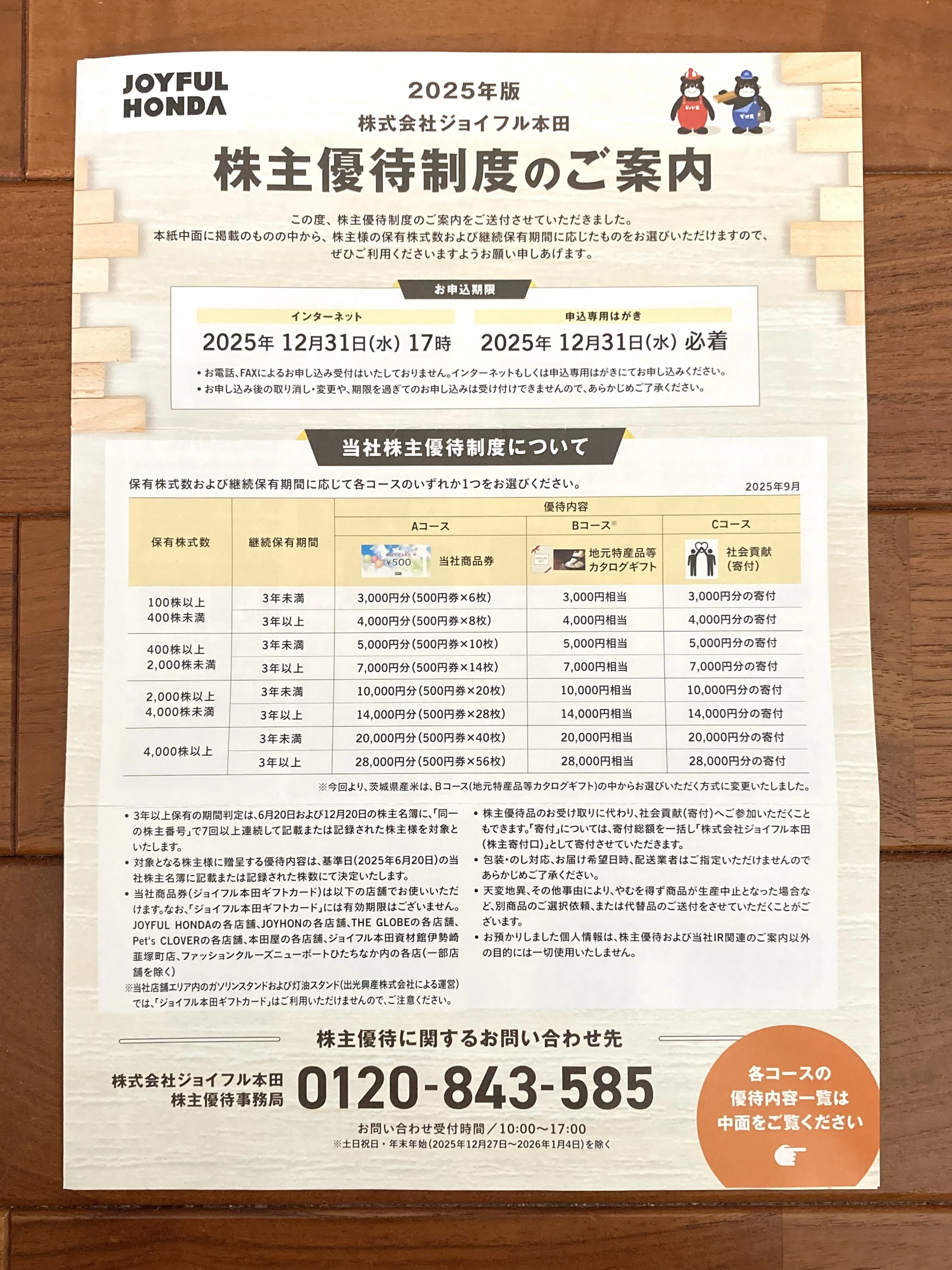 3191 ジョイフル本田さんからの株主優待（カタログギフトからカレーを