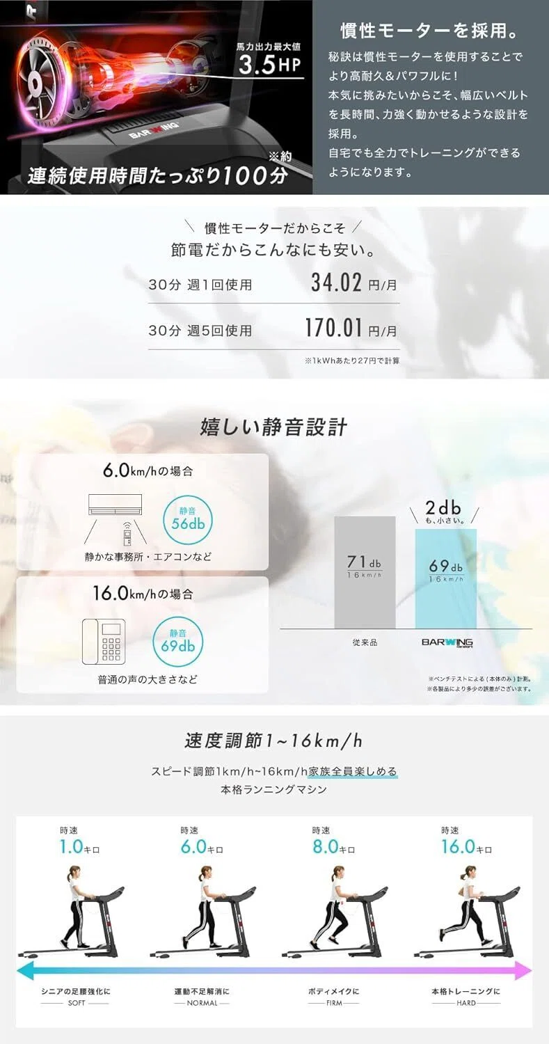 本音レビュー】バーウィング ルームランナー 20個のプログラムモード付 