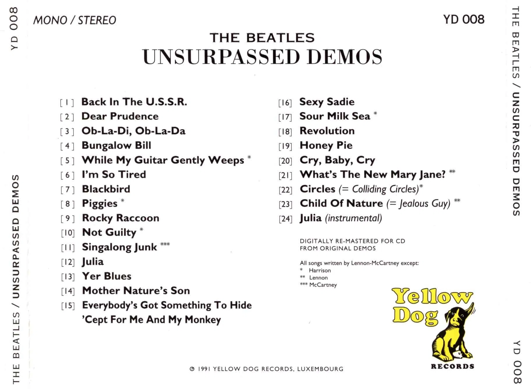 ビートルズの海賊盤CD『Unsurpassed Demos』（Yellow Dog）前編 