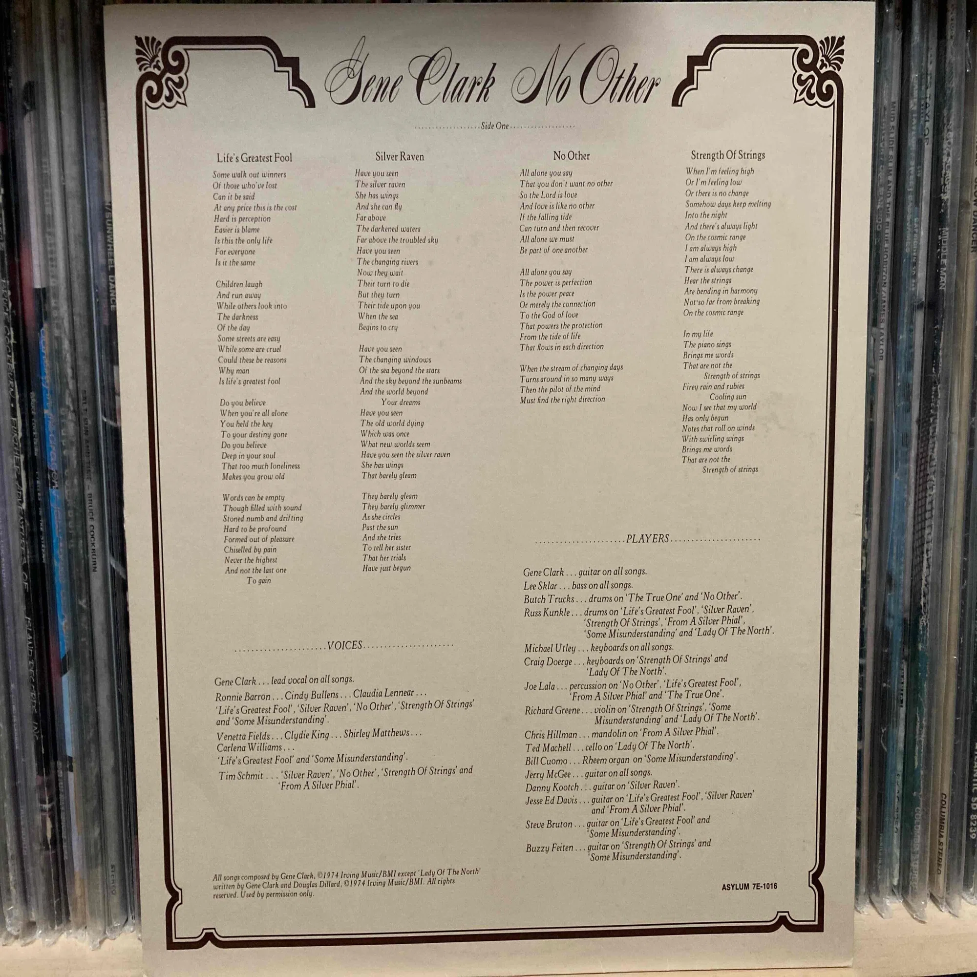 Gene Clark [No Other] Asylum 7E-1016 ｜naruru