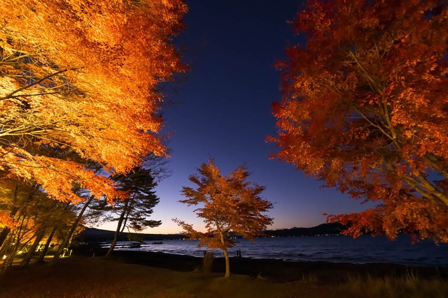 山中湖 夕焼けの渚 紅葉まつり | X-T5+SIGMA 10-18mm F2.8 , α7CII+