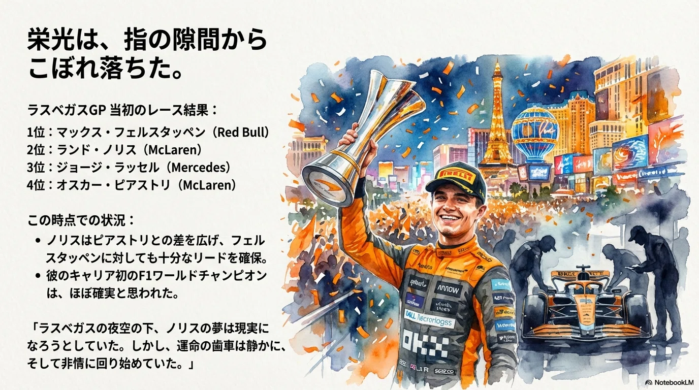 2025年F1ラスベガスGP：まさかの展開でチャンピオン争いが大混戦に｜が