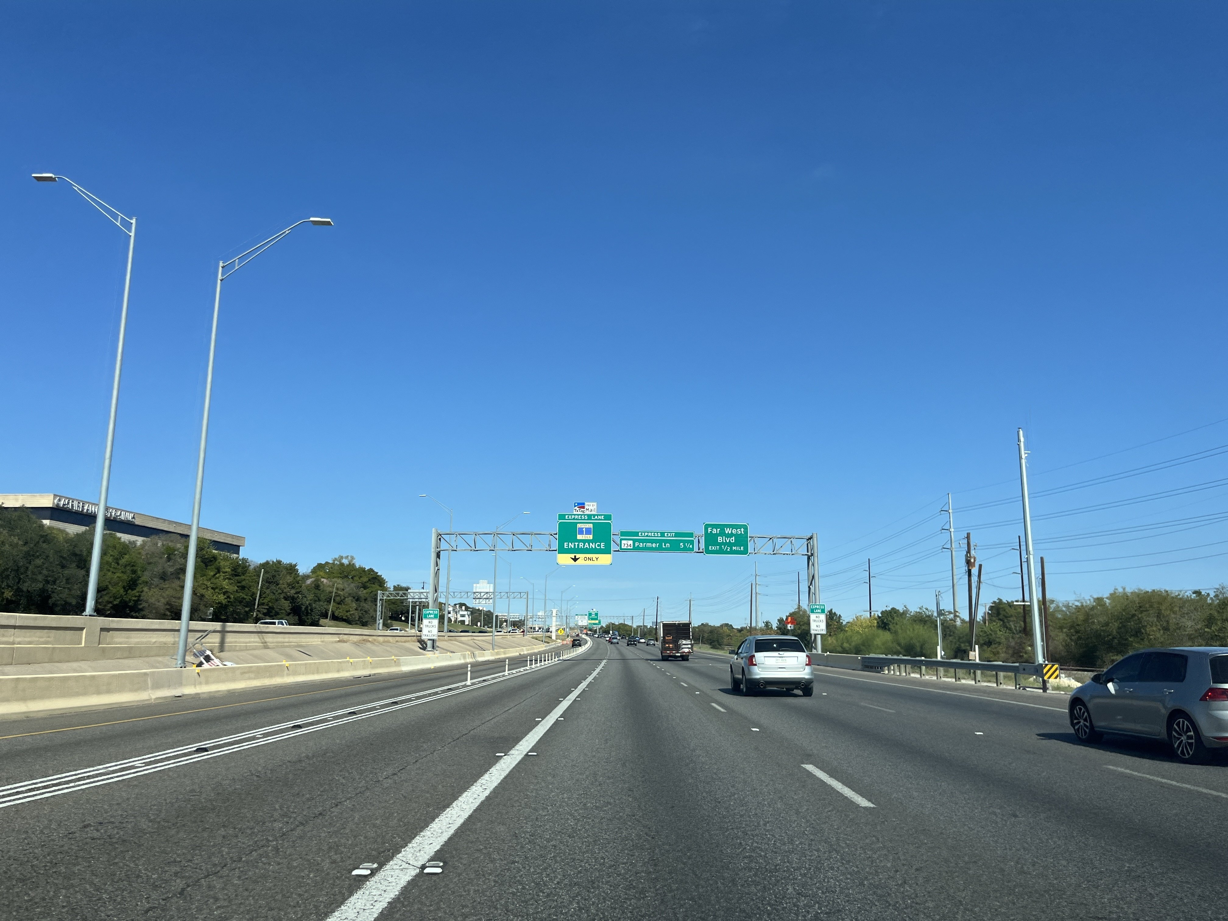 Austin freeway. As of 2025, self-driving vehicles will only be able to drive on public roads.